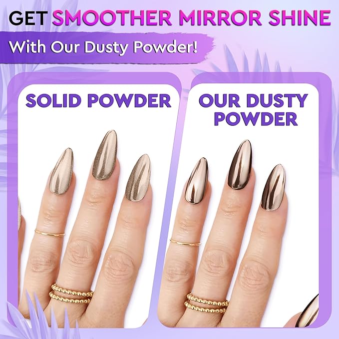 Chrome Nail Powder Set – 16 Colored Nail Chrome Powder Set with Gold, Silver, Copper, Blue, Green & Red Pigments – Mirror, Holographic & Chameleon Effects for Trendy Nails Looks with Luminous Shine