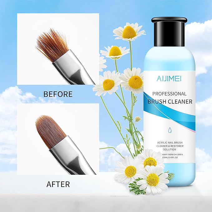 AIJIMEI Acrylic Nail Brush Cleaner - Liquid Paint Brush Cleaner for Acrylic Powder Gel Polish Brush Nails Artists 250ml/8.5 FL.OZ