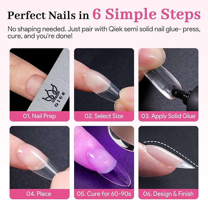 Medium Almond Pre-Building Nail Tips, 15 Sizes 240 PCS Pre-shaped Apex Clear Soft Press On Fake Nail Half Matte Gel Nail Extensions Strong Thick Acrylic Tip for DIY Beginners & Salon Manicure