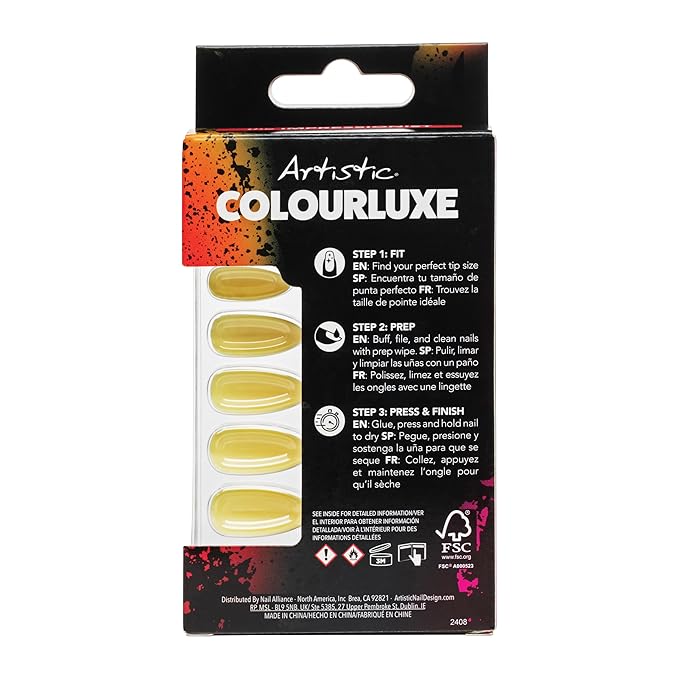 Artistic Colourluxe Press-On Tips - Kit Colourluxe Press-On Tips - Kits Nails - 30 Nails (Mellow Yellow, Kit)