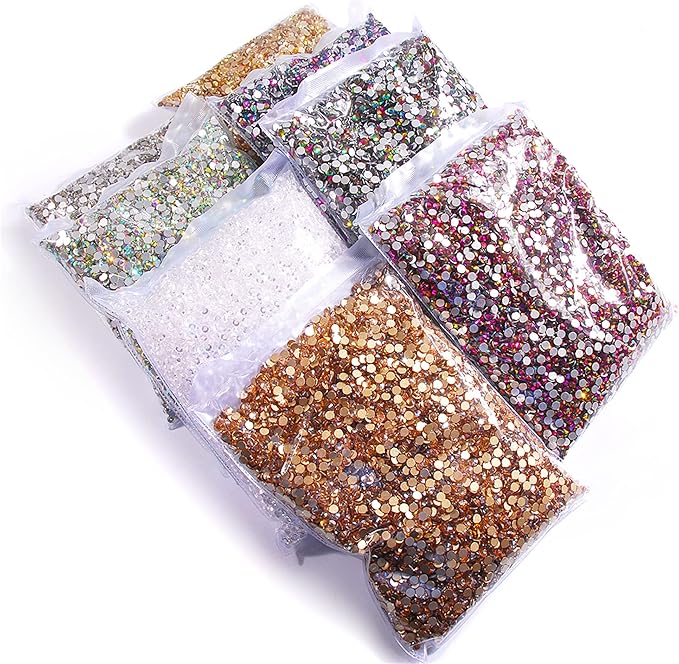 SS3-SS20 Crystal Glass Rhinestone Round Shape Flatbase Strass for DIY Nail Art Decorations Craft Making 14400PCS/Bag (SS6：1.9-2.0mm, Sapphire Blue)
