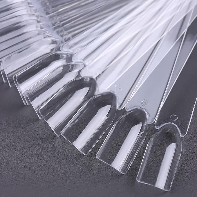 Clear Nail Swatch Sticks with Number Stickers, 50 Pcs Squoval Nail Sample Swatches for Gel Polish Color Display Practice Nails muestrario de colores para uñas Manicure Supplies
