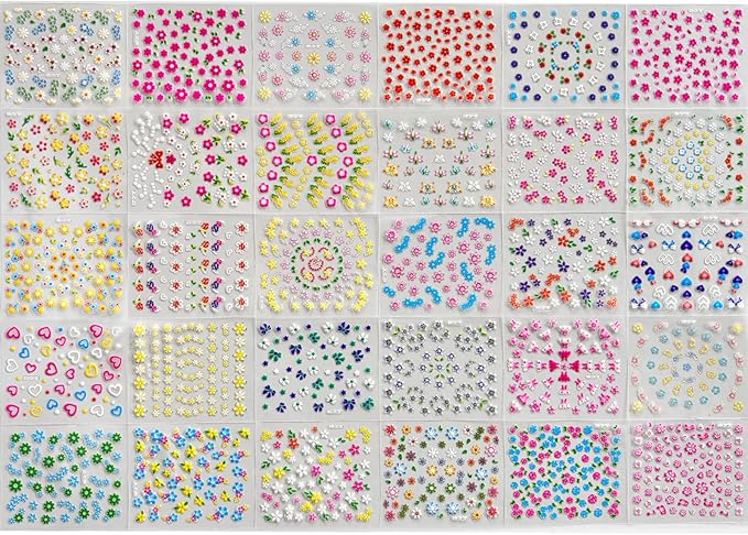 60 Sheets Flowers Nail Art Stickers Decals 3D Self-Adhesive Colorful Flower Rose Daisy Cherry Blossoms Nail Stickers Design Flowers Nail Art Supplies Charms for Nails Arts Manicure with Tweezers…