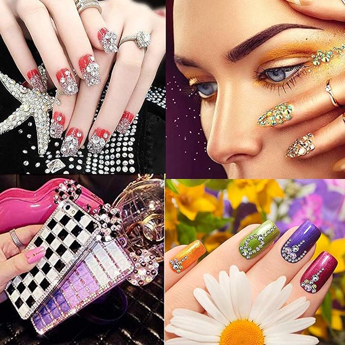 4200Pcs Hotfix Rhinestones Round Shape Flatback Crystal Glass Flatback Nail Art (12 Mixed Colors, 3mm SS10)