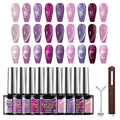 10ml Gel Cat Eye Nail Polish Kit - 9Pcs Cat Eye Magnetic Nail Polish With Magnetic Iron Rod Double Ended Nail Tool, Long-Lasting and Non-Fading Creating Fashionable Manicures