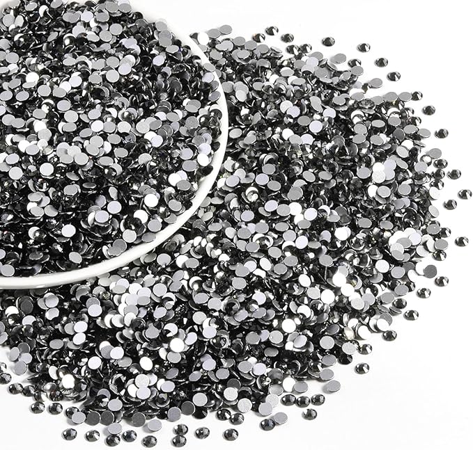 Beadsland Flatback Rhinestones Bulk,14400pcs Gray Rhinestones for Nails Crafts Clothes DIY Decoration, Black Diamond, SS10, 2.7-2.9mm