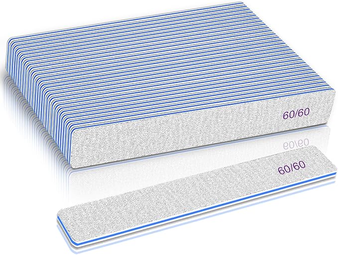 Nail Files 25pcs-Nail File 60/60 Grit for Acrylic Nails,Super Rough Nail Files Emery Boards for Artificial Nails, Fake Nails, Professional Double Sided Jumbo Zebra Nail File