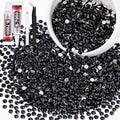 3000PCS SS16/4mm Crystal Rhinestones (Jet Black) with 2Pcs 10ml B7000 Jewelry Glue, Bedazzling Flatback Glass Rhinestones for Crafting, Gems Diomand Charms for Tumbler Shoes Clothing Mugs Nail Art