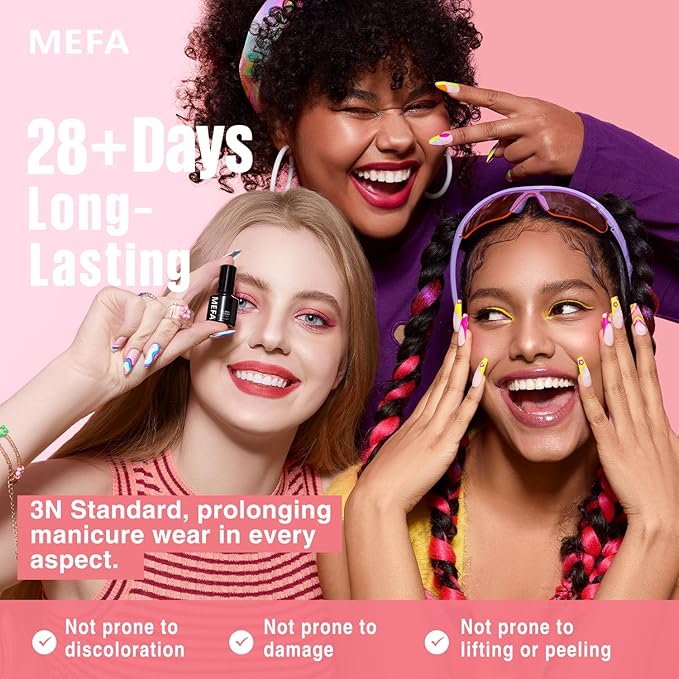 MEFA 60 Pcs Gel Nail Polish Kit with U V Light, 32 Colors Popular Soak Off Nude Pink Red Gel Polish Nail Set with Matte/Glossy Gel Top Base Coat Manicure Tools Nail Art Decorations DIY Salon