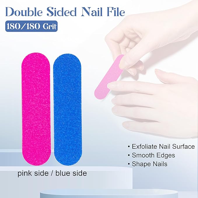 30 Pack Disposable Manicure Kit Individually Packed 3-Piece Mini Press on Nail Art Tool Prep Kit Includes Mini Nail File, Cuticle Stick, Prep Pad, 30 Sets for Salon Business Home Travel Use