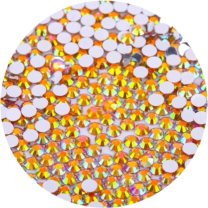 2250 Pcs SS16 4mm Flatback Rhinestones for Nails Art Crafts Glitter Round Gems AB Crystals DIY Clothes Shoes （Orange AB）