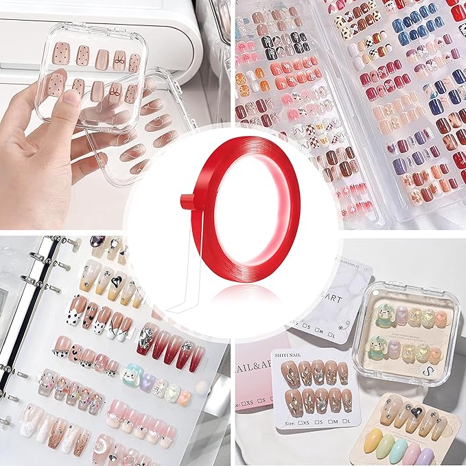 3 Rolls of Double Sided Tape, Removable Pressure Nail Adhesive Strong Adhesive Tape for Press on Nail Packaging Nail Salon Home Office Supplies…