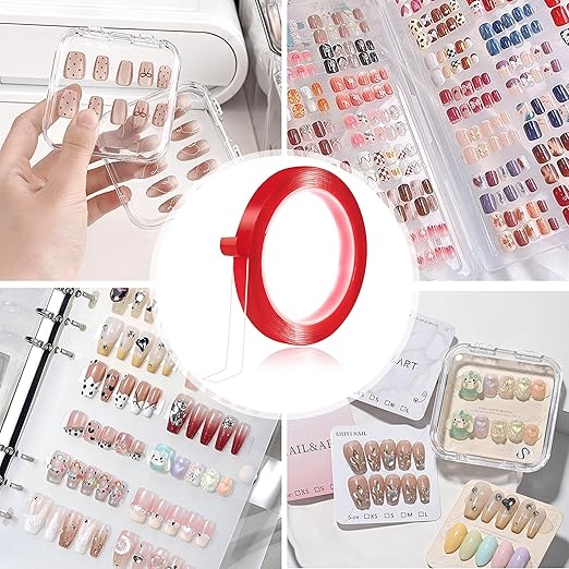 6 Rolls Double Sided Tape Nail Tape for Press On Nails Adhesive Strong Sticky Nail Double Tape for Nail Packaging Removable TClear Mounting Tape for Nail Salon Press On Nail Supplies with Tweezer
