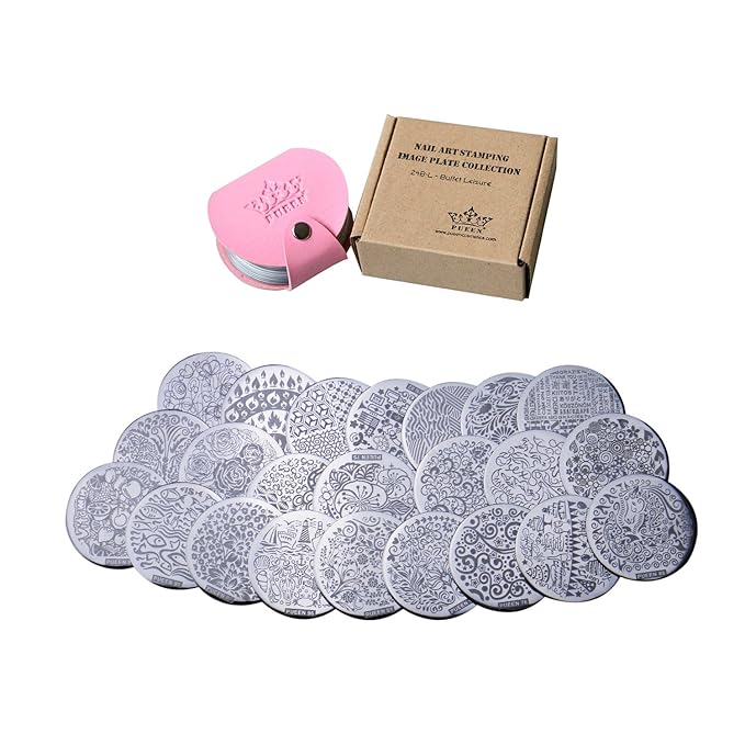 PUEEN Nail Art Stamp Collection Set 24B-L STAMPING BUFFET - LEISURE - NEW Set of 24 All You Can Stamp Full Size Stamping Image Plates Manicure DIY (Infinite Images With Your Creativity) Now with