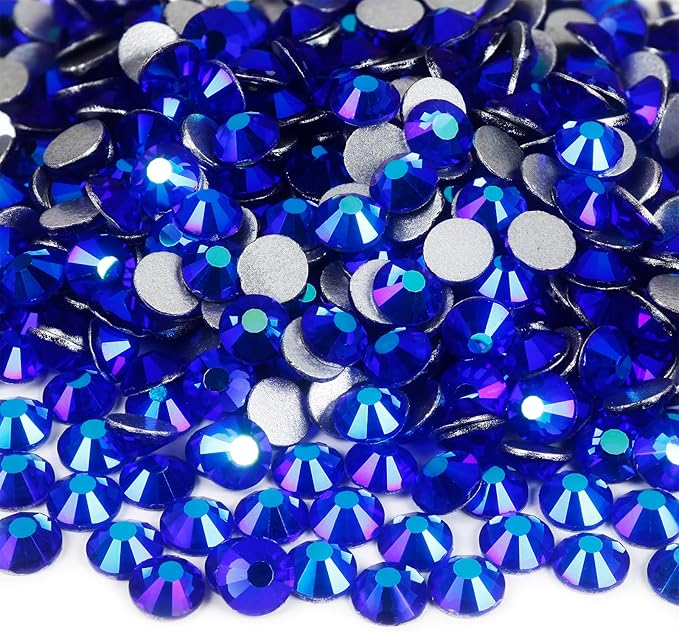 Genie Crystal 1440 PCS Sapphire AB Rhinestones Flatback SS20, 4.8 mm Dark Blue Aurora Borealis Glue on Glass Rhinestones Strass for DIY Crafts, Shoes, Dance Costumes, Tumbler, Bling Decoration