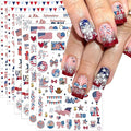 6pcs 4th of July Nail Stickers 3D Nail Decals Independence Day Nail Art Sticker for USA Flags Heart Star Stripe Letters Fireworks Nails Design Adhesive Sticker Patriotic Manicure Decorations for Women