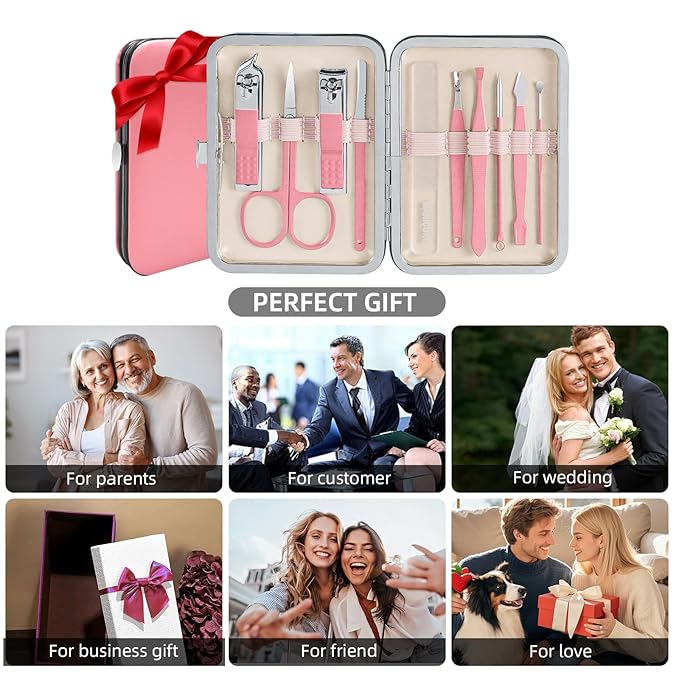 10 in 1 Manicure kit for Women Professional Pink Nail kit, Nail Care kit and Personal Toe Nail Clippers, Complete Manicure Set Women with Travel Beauty Tools Convenience Set