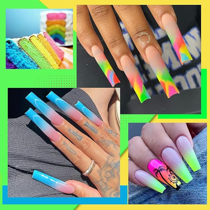 UR SUGAR 12 Colors Neon Glow in The Dark Poly Extension Gel Nail Polish Set, Hot Pink Neon Green Yellow Orange Bright Colors Glow in The Dark Poly Nail Gel Kit Long Lasting Soak Off Gel Polish Gift B