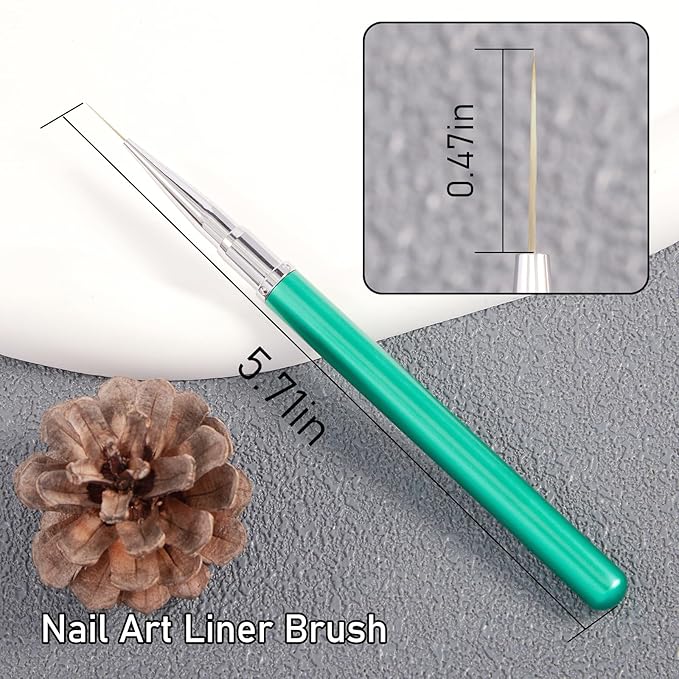 DANNEASY Liner Nail Art Brush, Nail Art Liner Brushes for Brush Strokes/Flower Outline/Thin Details/Fine Drawing Professional Manicure Brushes - Size 12mm