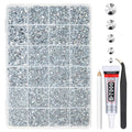 Metallic Silver Resin Rhinestones w B7000 Jewelry Glue for Bedazzling Crafting 2mm-6mm Flatback Jelly Stones Diamonds Gems Bedazzler Kit Charms for Nails Face Eye Makeup Tumblers Crafts Clothes