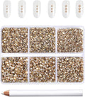Beadsland 7200pcs Flatback Rhinestones,Gold Rhinestone Nail Gems Round Crystal Rhinestones for Crafts,Mixed 6 Sizes with Wax Pencil Kit, SS3-SS10,Golden Shadow