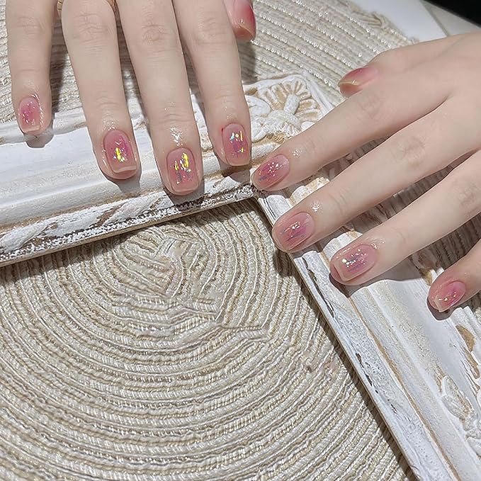 SILPECWEE 12 Boxes Glass Nail Foil Cellophane Aurora Nail Art Foil Sheets Glass Paper Laser Nail Stickers Iridescent Nail Designs Stickers Holographic Nail Film 3D Nail Decoration