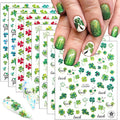 8 Sheets Laser St. Patrick's Day Nail Art Stickers 3D Holographic Glitter Shamrock Nail Stickers Self-Adhesive Luck Clover of Irish Nail Decorations Spring Summer Nails Supplies for Women Holiday DIY