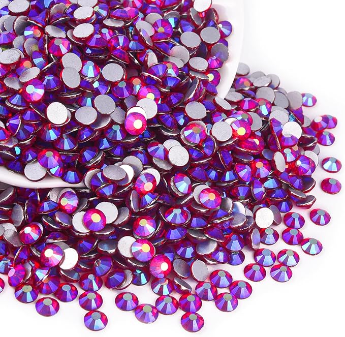 Blinginbox Glass Flatback Rhinestones Crystal Round Gems,Siam AB,SS4/1440pcs,1.4-1.6mm