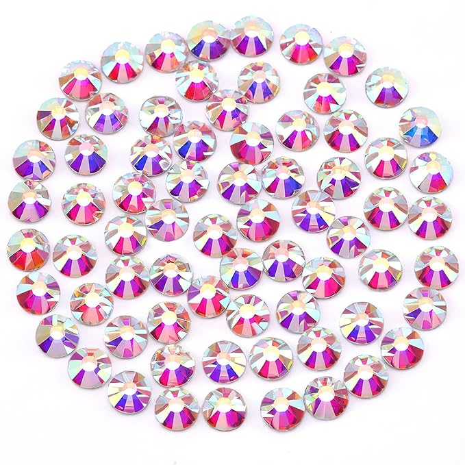 Novani Crystal Rhinestones, Flatback Loose Gemstones 1440pcs Glass Rhinestones for Clothes Shoes Crafts Makeup Nail Art and DIY Decorations(SS6, Crystal AB)