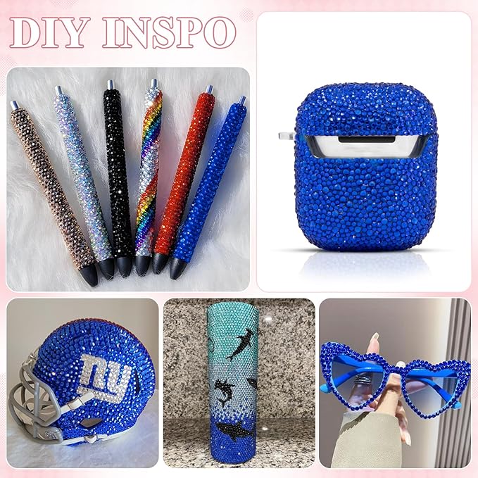 2000PCS SS16/4mm Crystal Rhinestones (Blue/Sapphire) with 2Pcs 10ml B7000 Jewelry Glue, Bedazzling Flatback Glass Rhinestones for Crafting, Gems Diomand Charms for Tumbler Shoes Clothing Mugs Nail Art