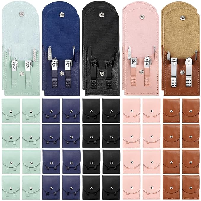 Geosar 50 Set Travel Manicure Kit Bulk Professional Nail Clippers Pedicure Nail Care Tools Grooming Stainless Steel Set with Portable Travel Case, Gift for Christmas Men Women(Multi Colors)