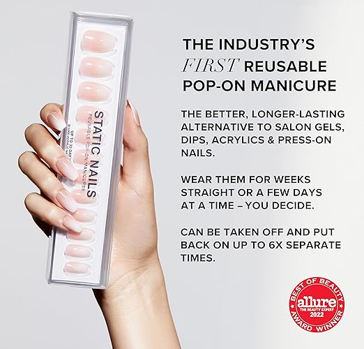 Static Nails Brush On Nail Glue for Press Ons, Pop-Ons, Acrylic/Fake Nails, and Tips | Brush On Applicator for Easy Application | Strong Bond, Mess Free, and Long Lasting Nail Glue