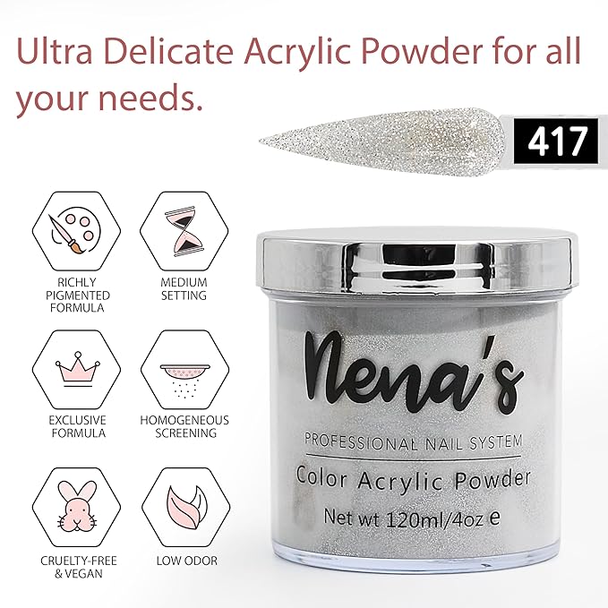 Nena's Superior Sculpting Powder Professional Acrylic Nail System wide color palette 4.0 oz (417)