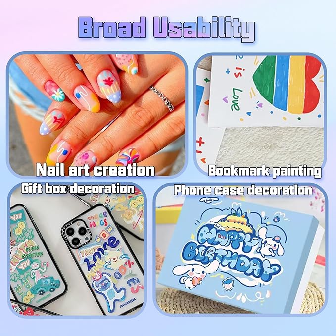 18 Colors Nail Art Pens Set, 3D Gel Nail Polish Pen Water-based Quick Drying, Acrylic Nail Paint Pens Kit Drawing Painting Liner Dotting Graffiti Manicure for Home Salon DIY