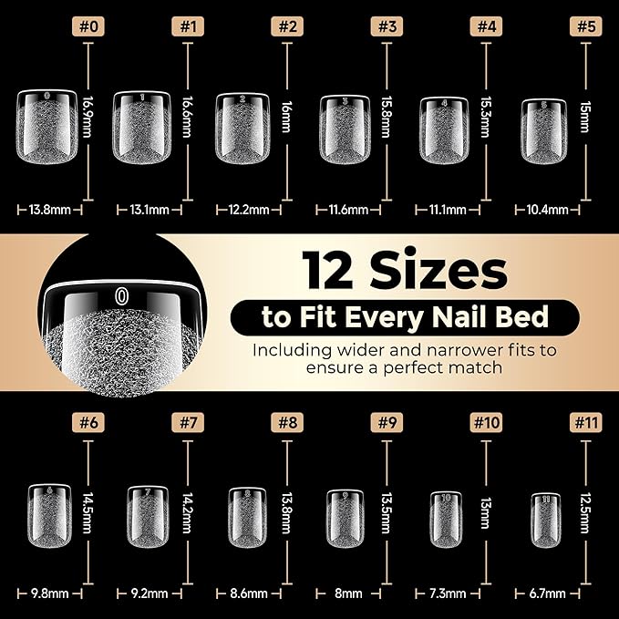 Square Nail Tips: 504pcs Soft Gel Extra Short Press on Nails, 12 Sizes XS Full Cover Clear XXS Extra Small Square Gel Nail Tips for Nail Extension DIY Home