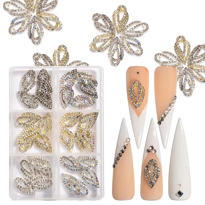 30Pcs Drop Shaped Nail Charms 3D Drop-shaped Nail Rhinestones Glitter Nail Gem Gold Sliver AB Nail Art Charms for Girl Women DIY Nail Art Craft Decoration