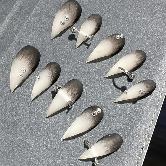 Halloween Press Claw on Nails Long Short Medium Curved Stiletto Handmade Gothic Design Horror Vampire False Nails Dragon Cat Claw Press on Nails Glossy Glue on Nail Thick Acrylic False Nails