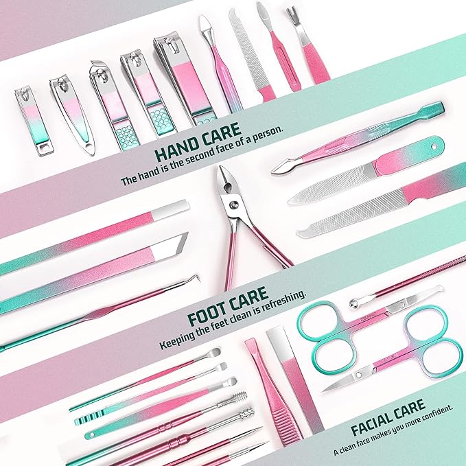 WOAMA Manicure Set 30 In 1 Pedicure Kit Nail Clippers Set Manicure Kit Professional Stainless Steel Nail Kit For Women Men