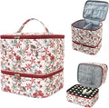 Nail Polish Organizer Aesthetic Nail Organizers and Storage, Bow Nail Supplies Kit Organizer Travel Carrying Case for Manicure Tools (Floral E, 2 Layer)