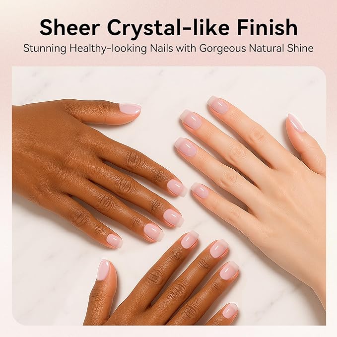 MEGIOR Milky Pink Jelly Gel Nail Polish 0.5 Fl Oz Neutral Transparent Colors Soak Off UV LED Lamp Light Cure Gel Polish Kit for Salon and Nail Art Starter Manicure DIY at Home