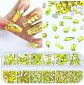Dowarm 3200PCS Nail Art Rhinestones, Citrine/Yellow Flatback Rhinestones for Nails, Crafts, 12 Styles 3D Glass Crystal Nail Gems, Glitter Diamond