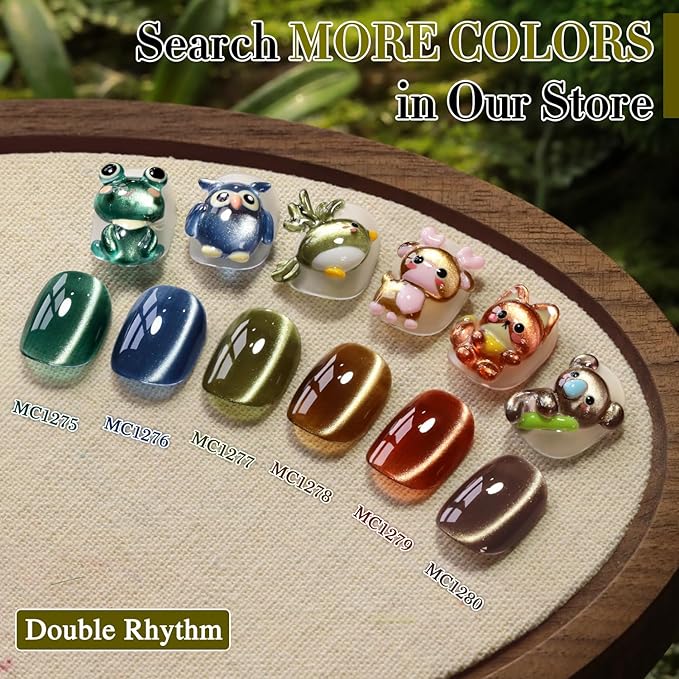 Double Rhythm 0.5 Oz Cat Eye Gel Polish with Magnet Same Color Same Bottle Holographic Glitter Shimmer Translucent Color Salon 15 ML Magnetic Nail Art (Dark Gray Purple-MC1280)