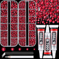 Resin Rhinestones for Crafting with B7000 Jewelry Glue, 2 Boxes Dark Red Flatback Crystals with 3Pcs 10ml Glue for Bedazzling Crafts DIY Nail Art Makeup, Gems for Clothing Shoes