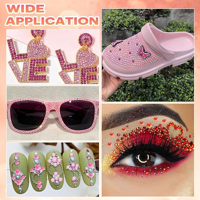 22300Pcs Red Pink Rhinestones for Bedazzling, 3mm-6mm Jelly Bedazzling Resin Gems, Hot Pink AB Gems Bedazzling Kit for Crafting Nails Face Makeup Crafts Tumblers