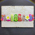 10 Pcs Long Duck Press on Nails Handmade Fake Nails with Glue, 3D Flower False Nails Colorful Twinkle Star Shaped Candy Artificial Acrylic Thick Stick on Nails for Women Grils（Size M）