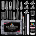 EBANKU Poly Gel Nail Forms Kit - 288PCS Reusable Dual Forms for Builder Gel, Nail Mold Kit with 2.5oz Slip Solution, Brush, File, 5PCS Clips - 12 Shapes