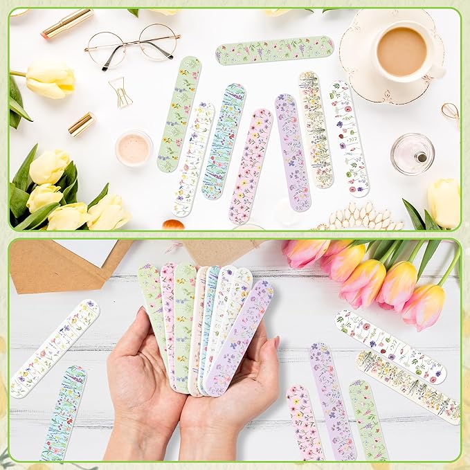 H1vojoxo Spring Colorful Wildflower Nail Files - 48pcs Spring Wildflower Double Sided Emery Boards for Girl’s Birthday Gifts Tea Party Emery Boards for Women Employee Coworkers Spring Party Nail Files