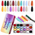Gradient Painting Gel, 24 Bright Glitter Gold&Silver Black&White Pearlescent Colors Ombre Gel Nail Polish for Light Pigment Pat Nail Gel Kit French Manicure No-wipe DIY Nail Art Soak of UV C