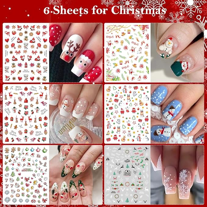 30 Sheets Fall All Holiday Nail Stickers, Autumn Halloween Christmas Thanksgiving Valentine's St. Patrick's Day Nail Art Decals Mixed All Season Set, Self-Adhesive Year-Round Manicure Decorations