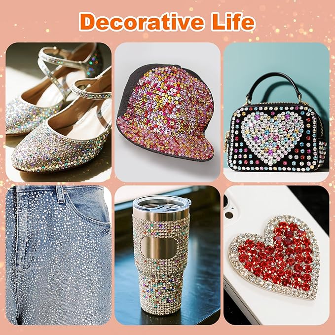 33000Pcs Black Resin Jelly Rhinestones for Bedazzling, 2-6mm Flatback Gems for Diamond Art, Bedazzler Kit with 3Pcs 10ml B7000 Jewelry Glue for Crafting Crafts Book Shoes Nail Art